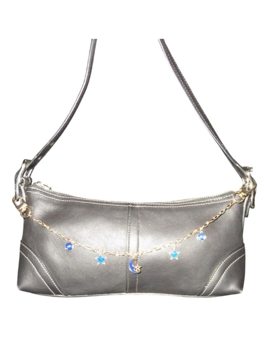 Coach 2007 Black Leather Hampton Demi Baguette Hobo Satchel Bag 8A64